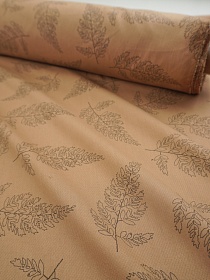 Плательный хлопок "Папоротник" цв.темный бежево-песочный, СОРТ2, ш.1.45м, хлопок-100%, 115гр/м.кв