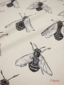 Полулен "Мухи" (на суровом), ш.1.48м, лен-30%, хлопок-70%, 147гр/м.кв, раппорт 63.5см