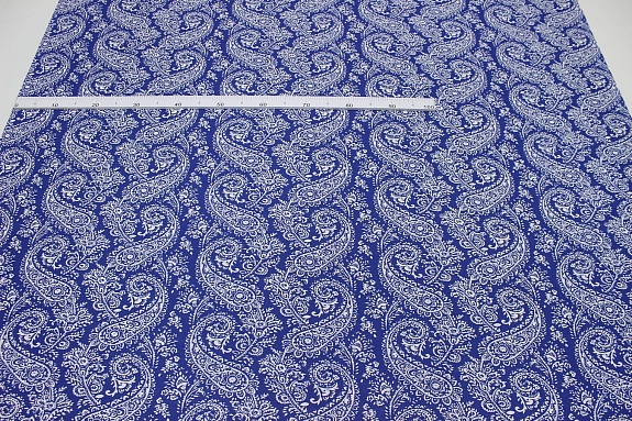 Ситец "Белые огурцы на синем", ш.1.5м, хлопок-100%, 95гр/м.кв