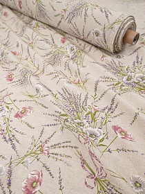 Полулен "Ароматные букеты" (на суровом), СОРТ2, ш.1.5м, лен-30%, хлопок-70%, 140гр/м.кв