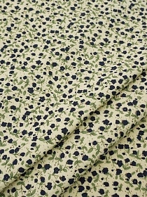 Теплый хлопок "Чернильные лютики на телесно-желтом", ш.1.5м, хлопок-100%, 170гр/м.кв