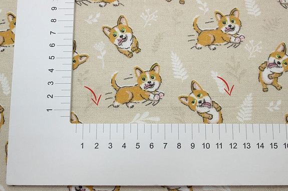 Фланель "Озорные корги", СОРТ2, ш.0.95м, хлопок-100%, 170гр/м.кв