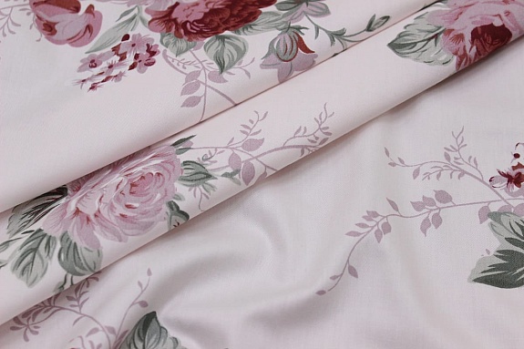 Сатин "Розамель" цв. бледный бело-розовый, ш.1.60м, хлопок-100%, 110гр/м.кв