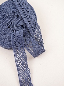 Кружево цв.винтажно-джинсовый, ш.30мм, хлопок-90%, п/э-10%, 10м, рис.111/21