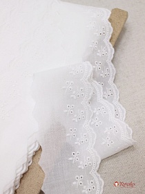 Шитье цв.молочно-белый (общая ширина 65мм, ширина вышивки 35мм), хлопок-100%, батист