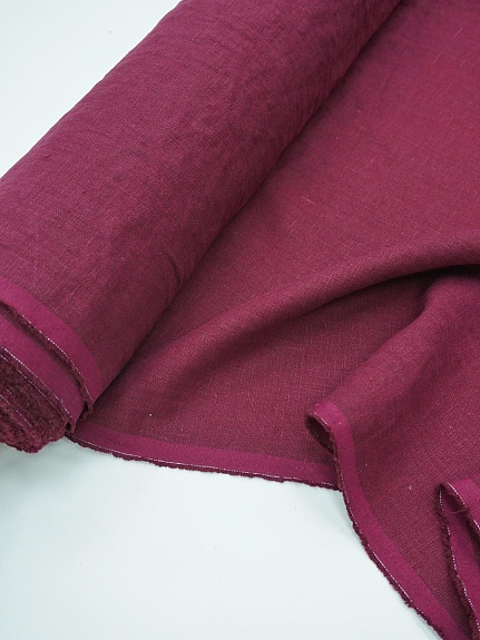 Лен костюмный с эффектом мятости цв.Спелая вишня, ш.1.45м, лен-100%, 280гр/м.кв