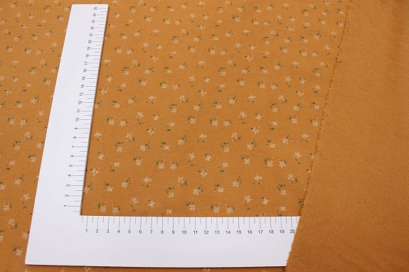 Теплый хлопок "Цветочки - мотылечки" цв.морковно-оранжевый, ш.1.5м, хлопок-100%, 160гр/м.кв