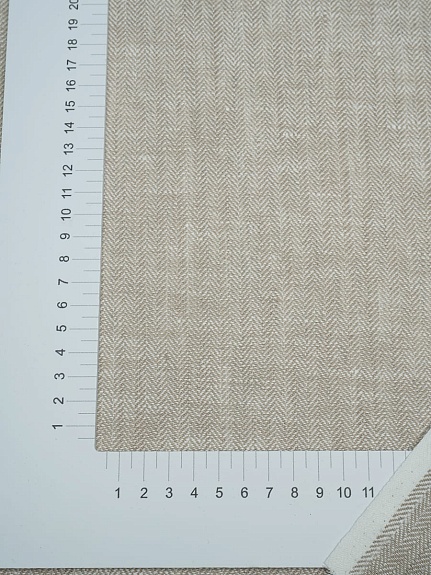 Лен костюмный с умягчением "Елочка" цв.молочный/бежево-кофейный, ш.1.5м, лен-100%, 190гр/м.кв