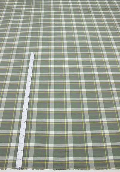 Вареный (стираный) хлопок "Тройная клетка на т.морозно-зеленом", ш.2.5м, хл-100%, 115гр/м.кв