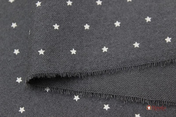 Теплый хлопок "Мелкие звезды на графите", ш.1.5м, хлопок-100%, 150гр/м.кв