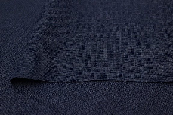 Лен костюмный с эффектом мятости цв.Темный чернильно-синий, ш.1.45м, лен-100%, 190гр/м.кв