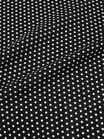 Штапель "Белый горох (3мм)" цв.черный, ш.1.44м, вискоза-100%, 90гр/м.кв
