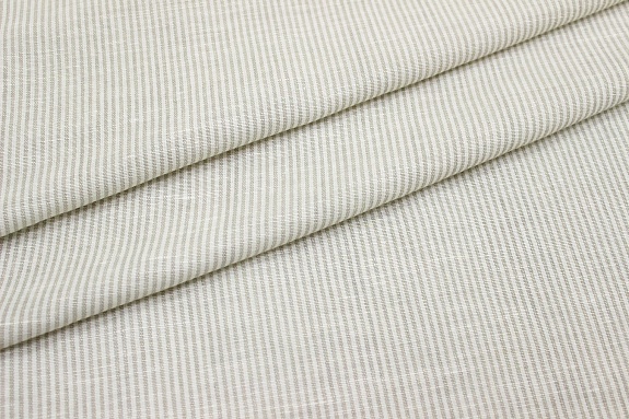 Полулен "Мелкая бежевая полоска", ш.1.5м, лен-55%, хлопок-45%, 150гр/м.кв