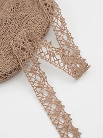 Кружево цв.песочно-коричневый, ш.20мм, хлопок-90%, п/э-10%, 10м, рис.015/9