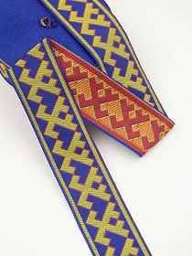 Жак.лента 50мм Желтый орнамент народов севера на васильковом