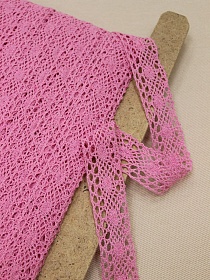 Кружево цв.розовый насыщенный, ш.25мм, хлопок-90%, п/э-10%, рис.107/13