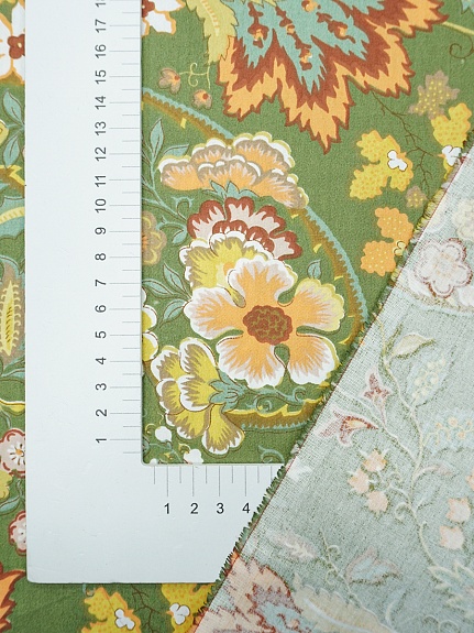 Сатин "Турецкий мотив" цв.кленово-зеленый, ш.2.5м, хлопок-100%, 120гр/м.кв