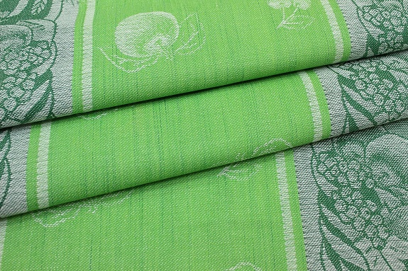 Холст полотенечный жаккард "Урожай" цв.майский зеленый/т.зеленый, ш.0.5м, лен-30%, хл-70%