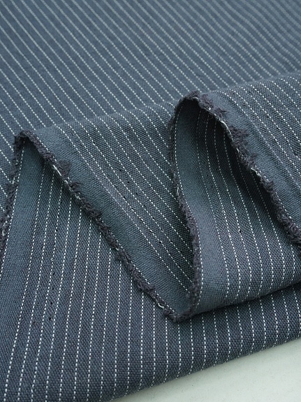 Пестрядь "Мелкая полоска на темно-сером с синим оттенком", ш.1.42м, хлопок-95%, п/э-5%, 160гр/м.кв