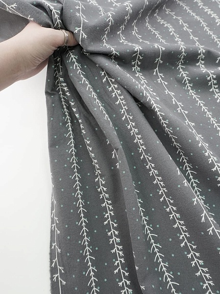 Теплый хлопок "Зимнее очарование" цв.темно-серый, СОРТ2, ш.1.5м, хлопок-100%, 160гр/м.кв