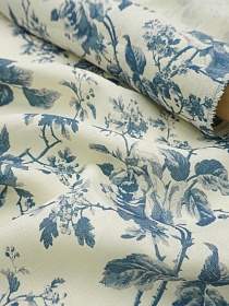 Лен костюмный (Digital) "Плетистая тень" цв.синий, ш.1.5м, лен-100%, 190гр/м.кв