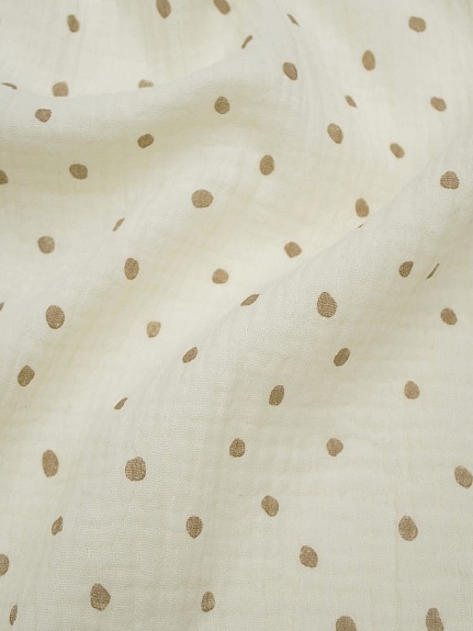 Муслин двухслойный с эф.жатости "Бежевые пятнышки на сливочном", ш.1.4м, хлопок-100%, 120гр/м.кв