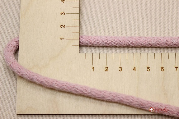 Шнур цв.светло-розовая дымка, 8мм, хлопок-100%