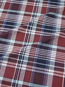 Пестрядь "Клетка" цв.мятный/бордо/чернильный, ш.1.5м, хлопок-100%, 140гр/м.кв