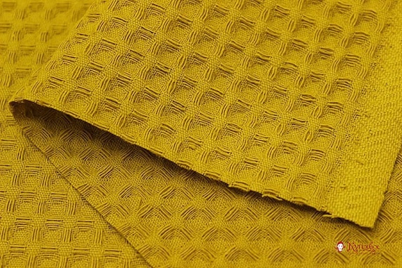 Вафельное премиум-полотно "Italy" цв.Горчичный, ш.1.3м, хлопок-100%, 240гр/м.кв