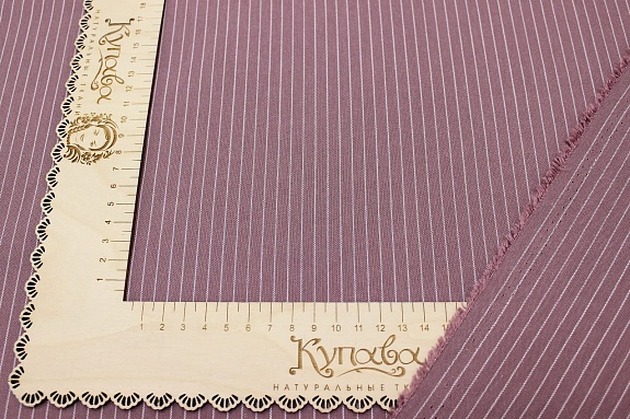 Пестрядь "Средняя полоска на бруснично-лиловом", ш.1,4м, хлопок-95%, п/э-5%, 140гр/м.кв