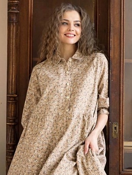 Платье из теплого хлопка "Сесилия" в цвете латте