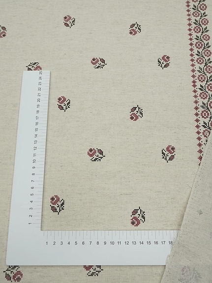 Полулен "Народная вышивка" (на суровом), ш.1.5м, лен-30%, хлопок-70%, 147гр/м.кв
