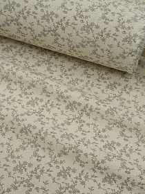 Хлопколен "Туаль де Жуи - прованс цветы" цв.кофейный (на суровом),  ш.1.4м, лен-15%, хл-85%