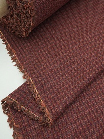 Шерсть пальтово-костюмная Твид "Клетка-зигзаг" цв.бордово-терракотовый, ш.1.5м, шерсть-20%, п/э-80%