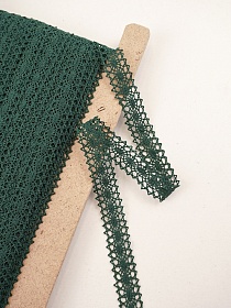 Кружево цв.темный хвойно-зеленый, ш.19мм, хлопок-90%, п/э-10%, рис.047/33