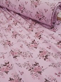 Трикотаж Кулир.гладь "Цветочный акцент" цв.розово-сиреневый, ш.1.96м (0.98м*2, чулок), Пенье, хлопок-100%, 145гр/м.кв