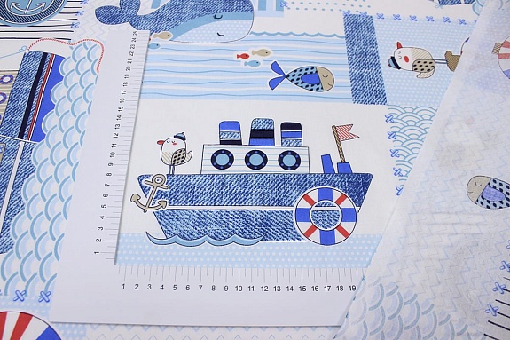 Поплин "Кораблики", ш.1.5м, хлопок-100%, 110гр/м.кв
