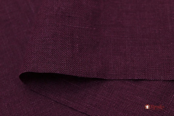 Лен постельный с эффектом мятости цв.Темная вишня, ш.2.45м, лен-100%, 165гр/м.кв