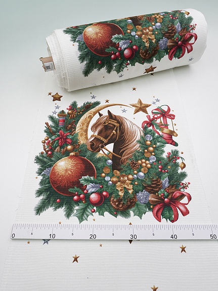 Вафельное полотно (холст) "Новогодняя удача", ш.0.5м, хлопок-100%, 165гр/м.кв, раппорт 63см