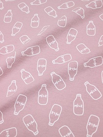Теплый хлопок "Бутылочки Milk на розовой дымке", ш.1.5м, хлопок-100%, 160гр/м.кв