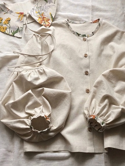 Рубашка со съемным воротником из полульна