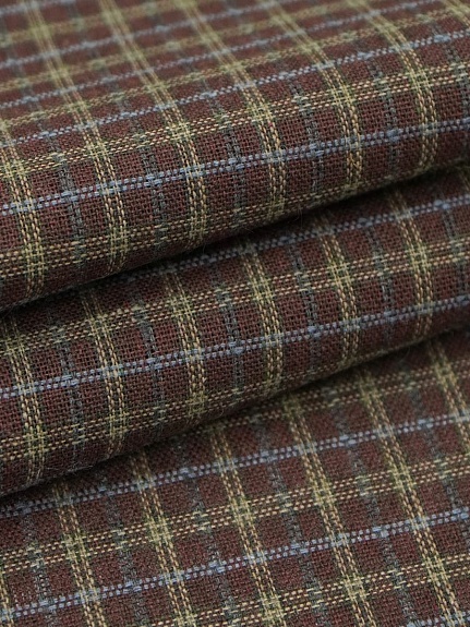 Пестрядь "Клетка" цв.шоколадно-коричневый, ш.1.45м, хлопок-85%, п/э-15%, 130гр/м.кв