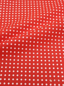 Мерный лоскут( ткань в отрезах)  Бязь "Белый горох (3мм) на огненно-красном", ш.1.5м, хлопок-100%, 120гр/м.кв