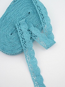 Кружево цв.бирюзовый, ш.19мм, хлопок-90%, п/э-10%, 10м, рис.110/19