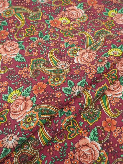 Фланель "Восточная роза" цв.винтажно-бордовый, ш.1.5м, хлопок-100%, 175гр/м.кв
