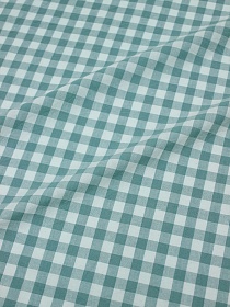 Вареный (стираный) хлопок "Клетка (1.0*0.9см)" цв.бирюзово-зеленый, ш.2.5м, хл-100%, 115гр/м.кв
