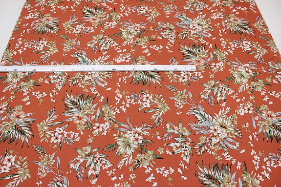 Плательная вискоза "Тропиканка" цв.оранжево-терракотовый, ш.1.47м, вискоза-100%, 135гр/м.кв