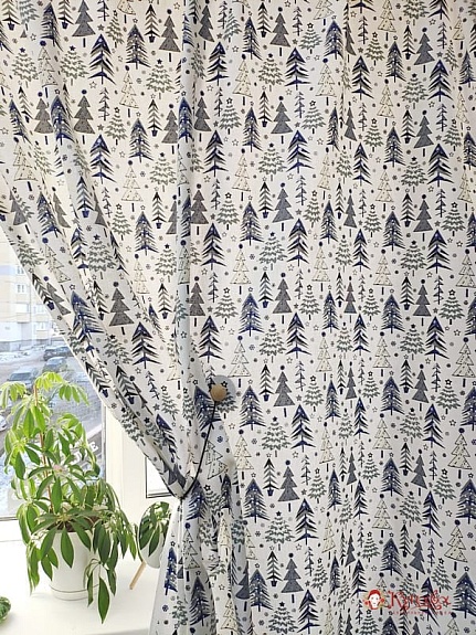 Рогожка "Скандинавские елочки", цв.синий, СОРТ2, ш.1.5м, хлопок-100%, 165гр/м.кв