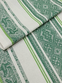 Мерный лоскут Холст полотенечный жаккард "Вышивка" цв.нефритовый, ш.0.5м, лен-30%, хлопок-70%, 210гр/м.кв