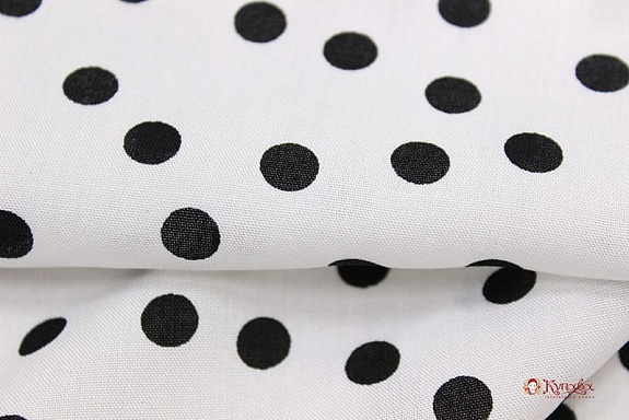 Штапель "Россыпь черного гороха (7мм)" цв.белый, СОРТ2, ш.1.43м, вискоза-100%, 90гр/м.кв